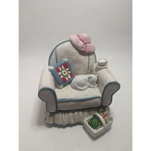 Vintage George Good Co Chair Music Box Cat Sleeping In Chair Rotates